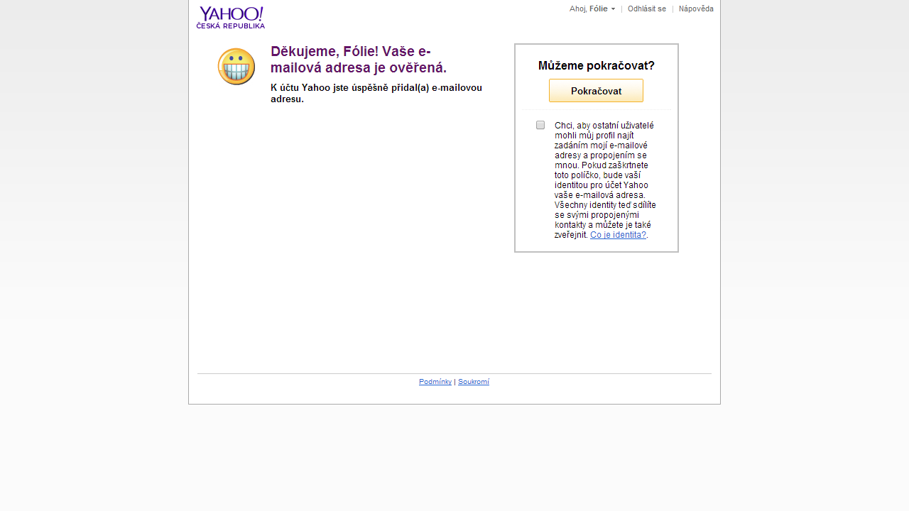 6 - Po úspěšném ověření pokračujte do své schránky na Yahoo